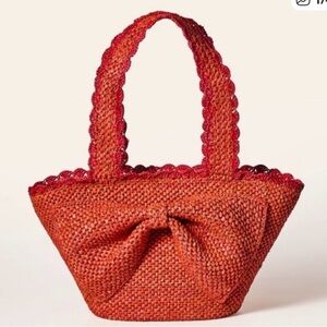 Kate Spade Burnt Orange Woven Bow Tote